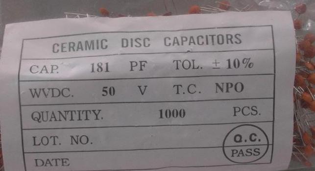 181PF DIP NPO Ceramic Capacitors