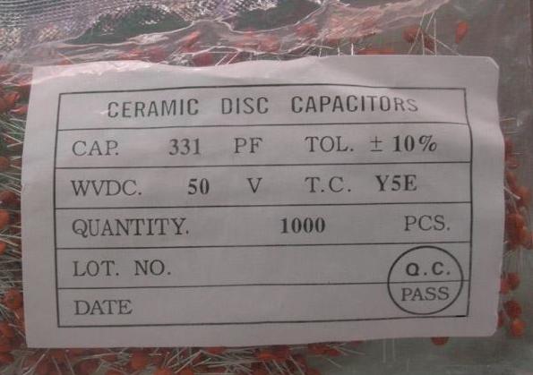 331PF DIP Ceramic Capacitors NPO