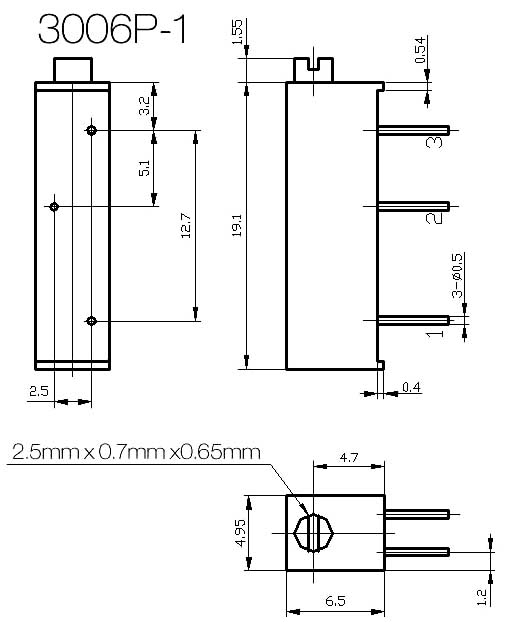 Cermet Trimmer Potentiometer 3006P 500 ohm - Click Image to Close