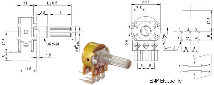WH148-1B-4 Rotary Volume Potentiometers - Click Image to Close