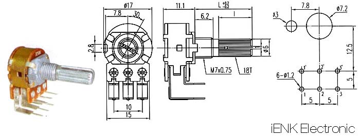 WH148-1B-5 Rotary Volume Potentiometers - Click Image to Close