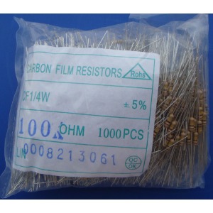 Carbon Film Resistors 100k ohm 0.25W