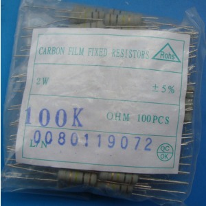 Carbon Film Resistors 100K ohm 2W
