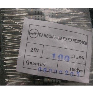 Carbon Film Resistors 100 ohm 2W - Click Image to Close