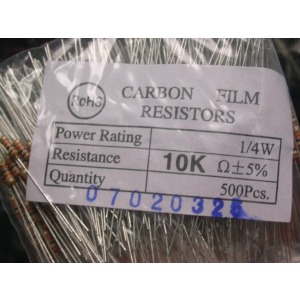 Carbon Film Resistors 10k ohm 0.25W