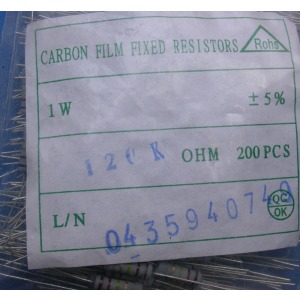 Carbon film resistors 120k ohm 1W 5%