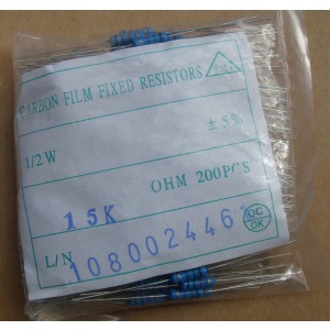 Carbon Film Resistors 15k ohm 0.5W