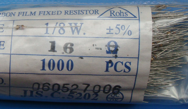 Carbon Film Resistors 16 ohm 0.125W