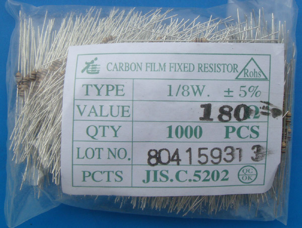 Carbon Film Resistors 180 ohm 0.125W