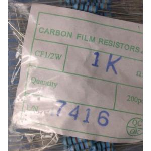 Carbon Film Resistors 1k ohm 0.5W - Click Image to Close