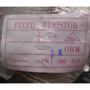 Carbon Film Resistors 1k ohm 0.25W