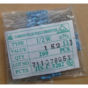 Carbon Film Resistors 1k2 ohm 0.5W