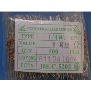 Carbon Film Resistors 1k2 ohm 0.25W