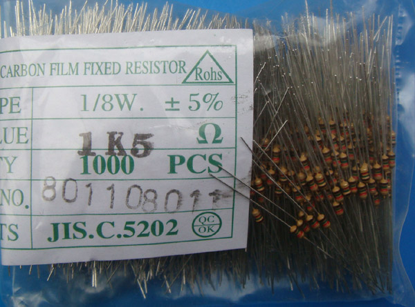 Carbon Film Resistors 1.5K ohm 0.125W