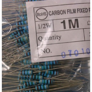 Carbon Film Resistors 1m ohm 0.5W