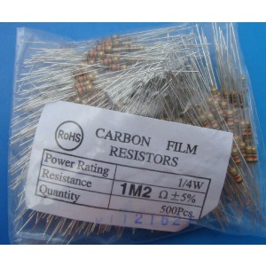 Carbon Film Resistors 1m2 ohm 0.25W