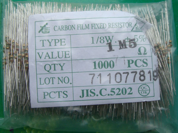 Carbon Film Resistors 1.5M ohm 0.125W