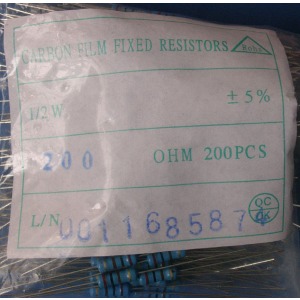 Carbon Film Resistors 200 ohm 0.5W