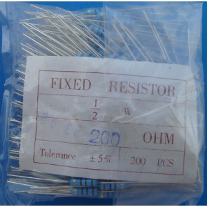 Carbon Film Resistors 200 ohm 0.5W - Click Image to Close