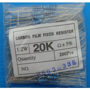 Carbon Film Resistors 20k ohm 0.5W
