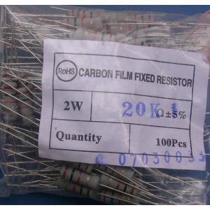 Carbon Film Resistors 20K ohm 2W - Click Image to Close