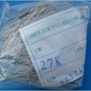 Carbon film resistors 27K ohm 1W 5%