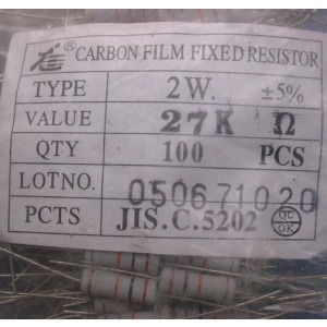 Carbon Film Resistors 27K ohm 2W