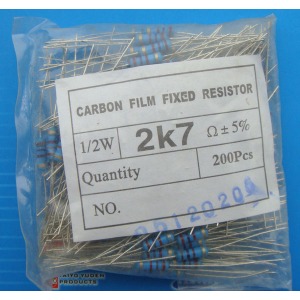Carbon Film Resistors 2k7 ohm 0.5W