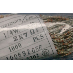 Carbon Film Resistors 2k7 ohm 0.25W