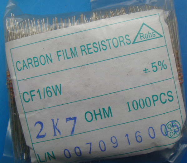 Carbon Film Resistors 2K7 OHM 5%