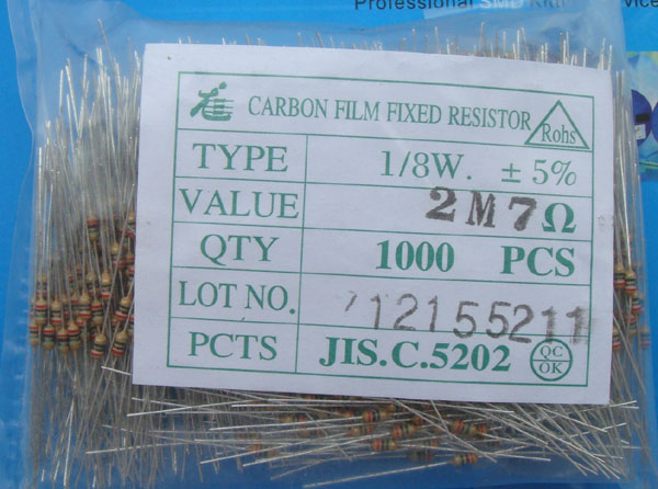 Carbon Film Resistors 2.7M ohm 0.125W