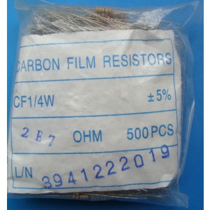 Carbon Film Resistors 2r7 ohm 0.25W