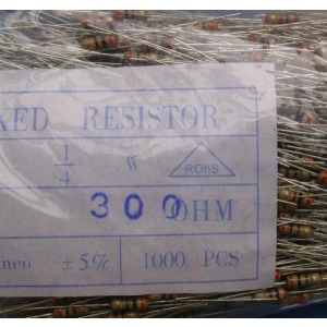 Carbon Film Resistors 300r ohm 0.25W