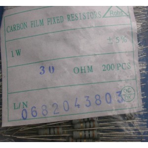 Carbon film resistors 30 ohm 1W 5% - Click Image to Close