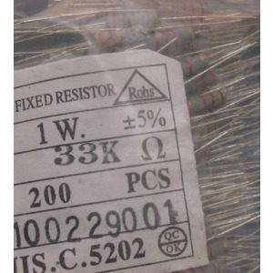 Carbon film resistors 33k ohm 1W 5%