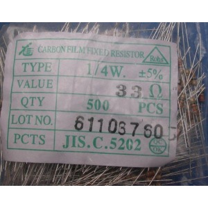 Carbon Film Resistors 33r ohm 0.25W