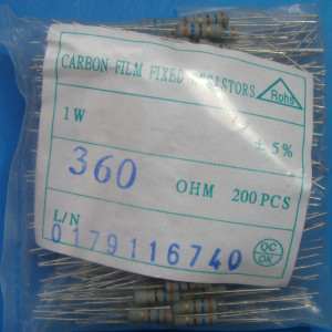 Carbon film resistors 360 ohm 1W 5%