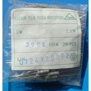 Carbon film resistors 390k ohm 1W 5%