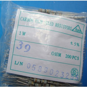 Carbon film resistors 39 ohm 1W 5%