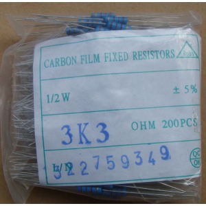 Carbon Film Resistors 3k3 ohm 0.5W