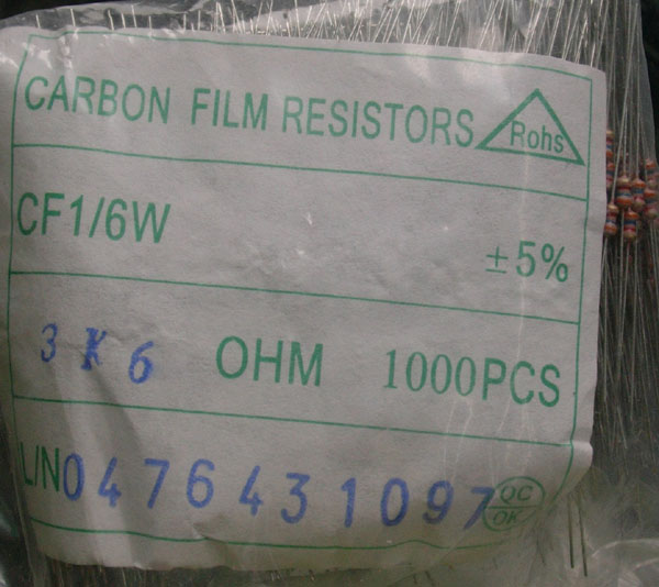 Carbon Film Resistors 3K6 OHM 5%