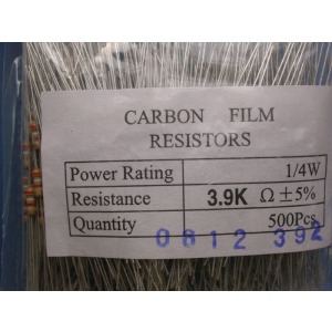 Carbon Film Resistors 3k9 ohm 0.25W