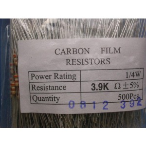 Carbon Film Resistors 3k9 ohm 0.25W - Click Image to Close