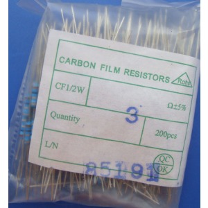 Carbon Film Resistors 3 ohm 0.5W