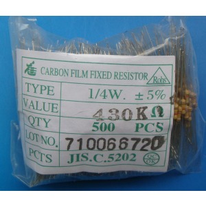 Carbon Film Resistors 430k ohm 0.25W