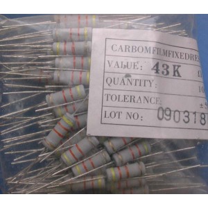 Carbon Film Resistors 43K ohm 2W - Click Image to Close