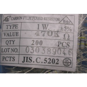 Carbon film resistors 470k ohm 1W 5%