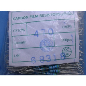 Carbon Film Resistors 470 ohm 0.5W