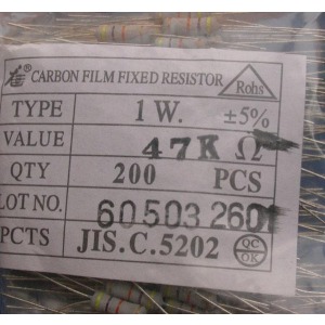 Carbon film resistors 47k ohm 1W 5%