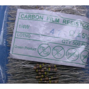 Carbon Film Resistors 47k ohm 0.25W